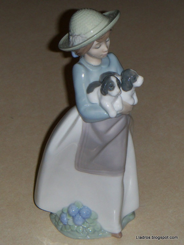 lladros Lladro Nao Figurine What An Armful 1156 Girl With Puppies