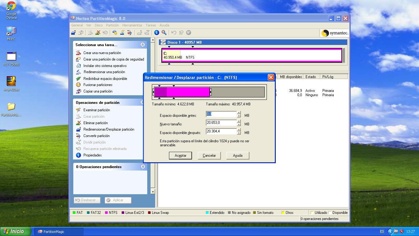 Tercer parcial Practica 4 Partición del disco duro en Windows XP