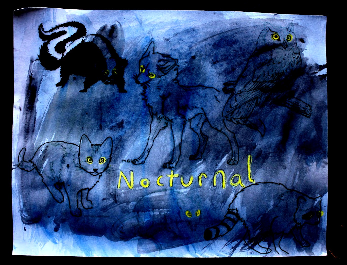 Having Fun at Home: Nocturnal Animals Project: Watercolor Resist