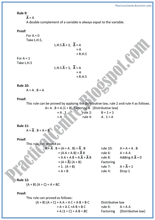 boolean-algebra-descriptive-questions-answers-computer-9th