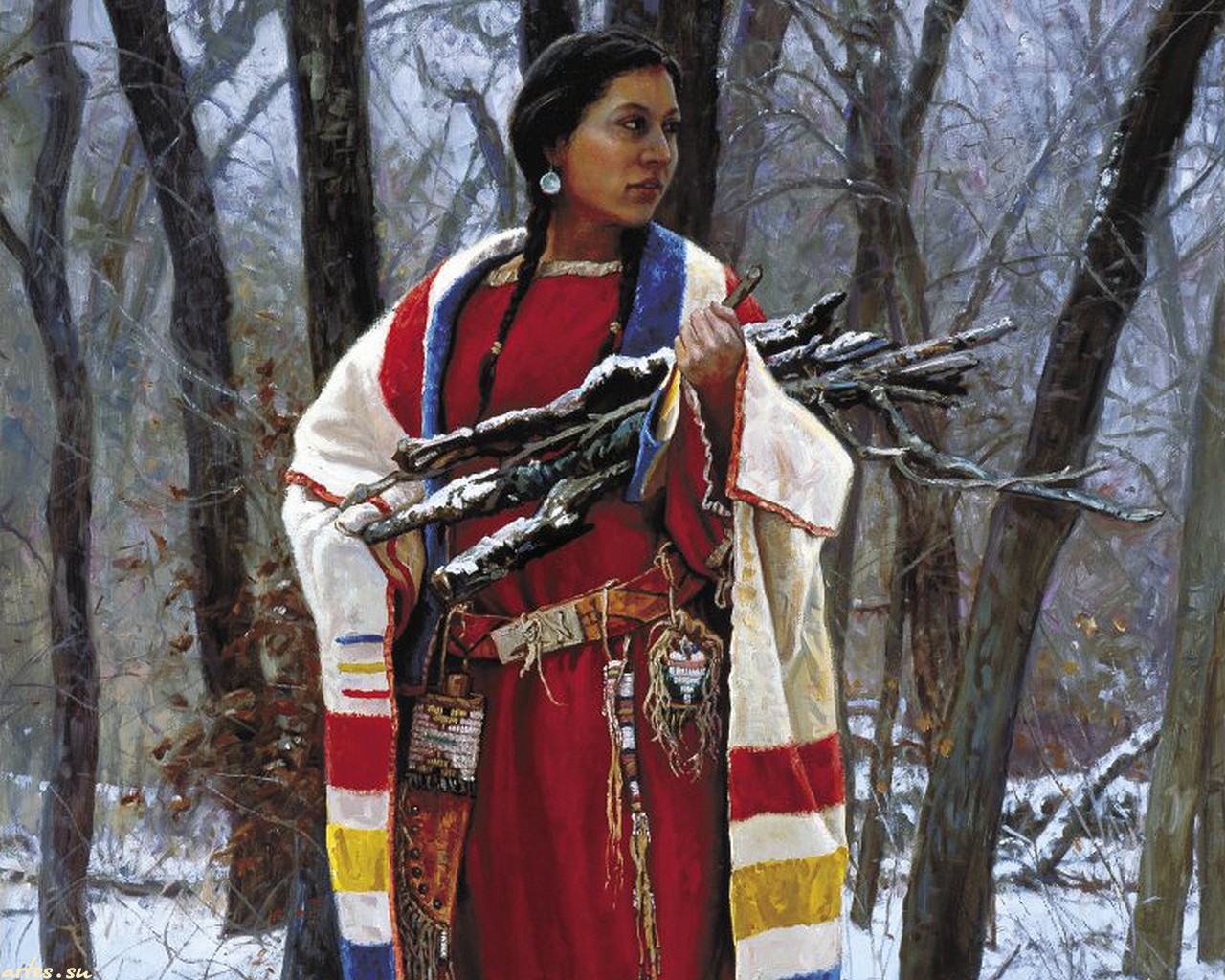 Азиатка в индейском костюме сосет ковбою и жарится с ним