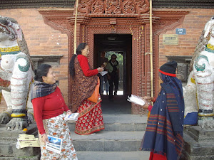 Outside "Kumari  Ghar", house of the  child "Living Godess" of Nepal.