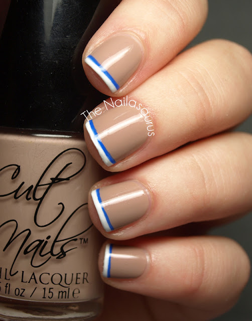 Blue and White French Tip