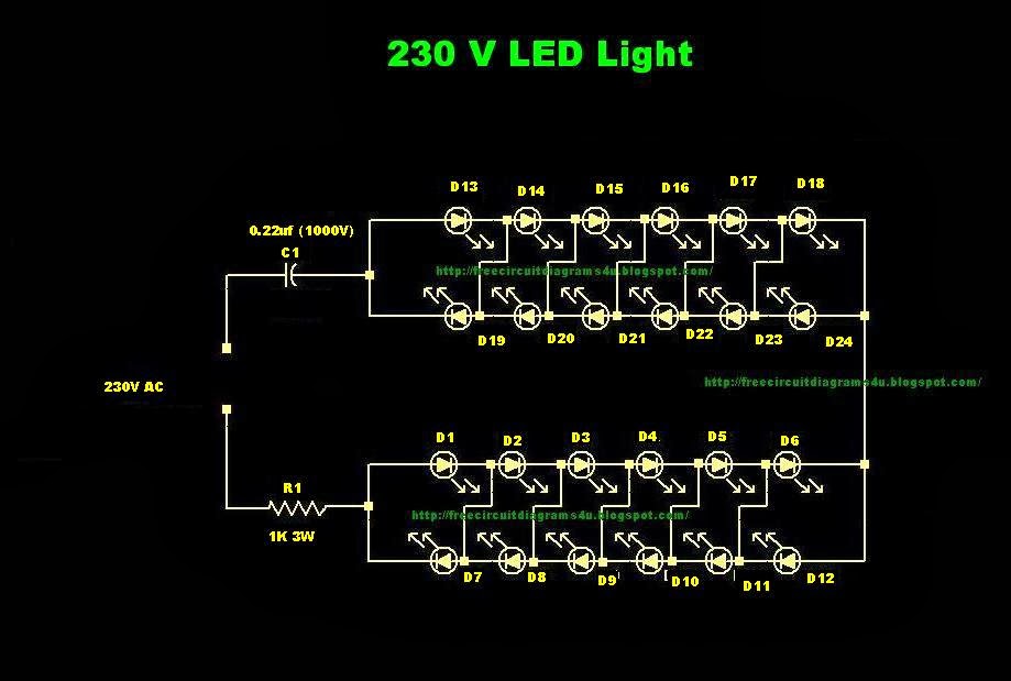 FREE CIRCUIT DIAGRAMS 4U: 230V LED LIght