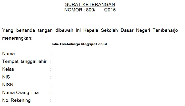 Contoh Surat Keterangan Tidak Mampu Kps Dari Kepala Sekolah