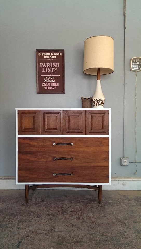 Vintage Ground Mid Century Highboy Dresser / Gentleman's Chest