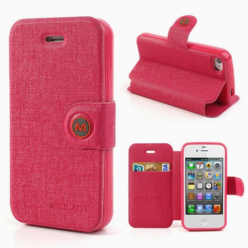 Oracle Grain Wallet Leather Case Cover with Stand for iPhone 4 4s - Red Oracle Grain Wallet Leather Case Cover with Stand for iPhone 4 4s - Red