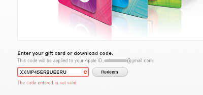 Erro de código inválido na conta iTunes Store