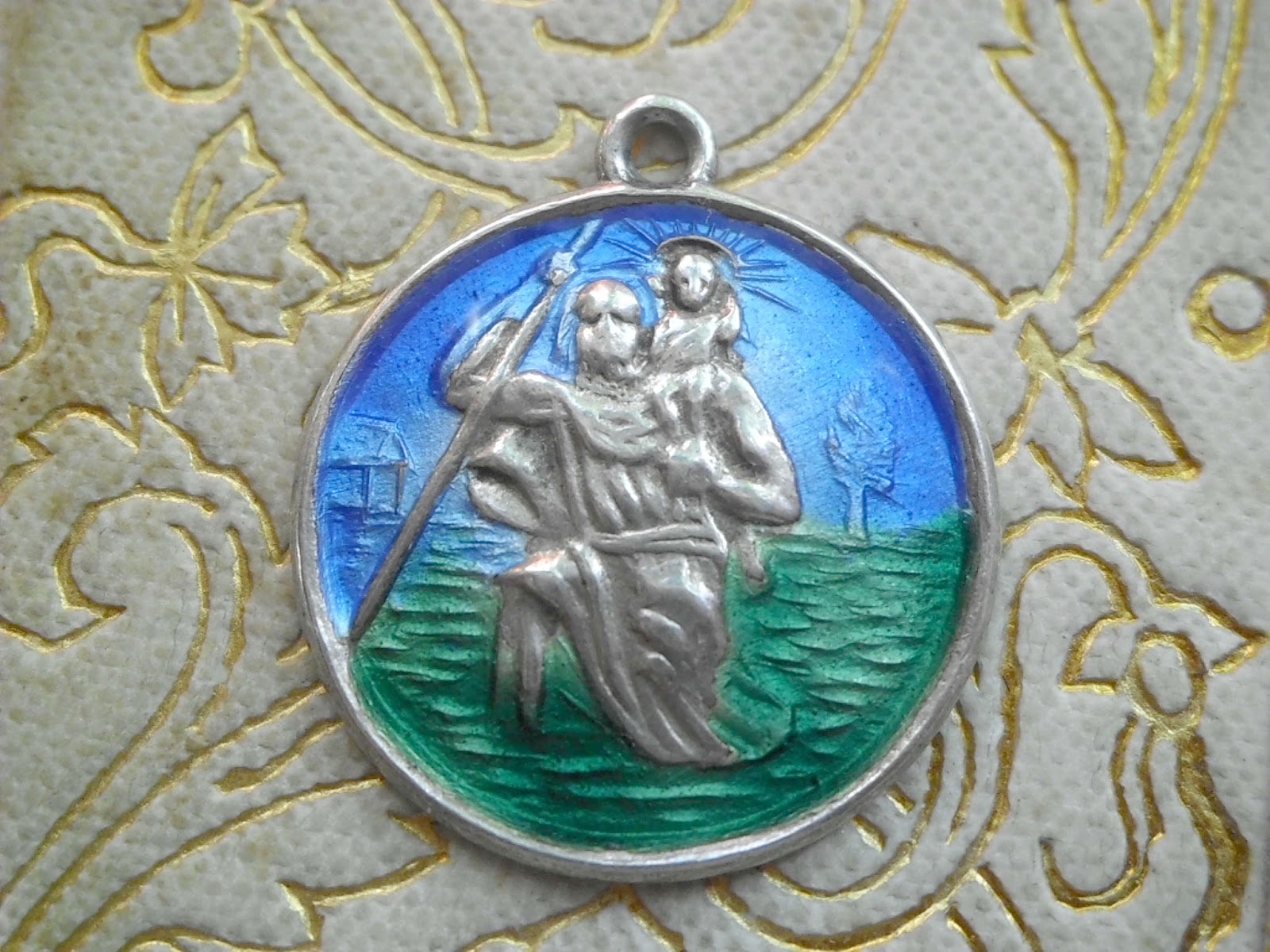 Vintage Religious Medals Vintage Silver Religious St Christopher Medal