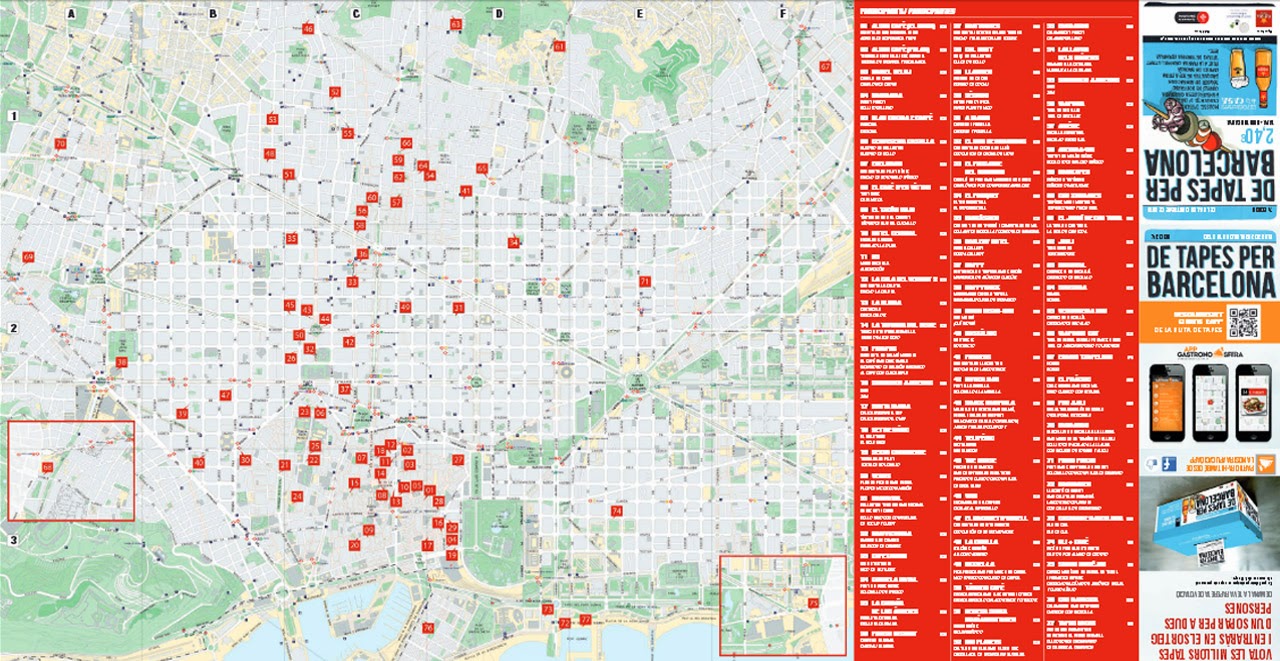 Map of restaurants http://www.gastronosfera.com/wp-content/uploads/2013/10/AAFF-Desplegable-77-tapes-BAIXA.pdf