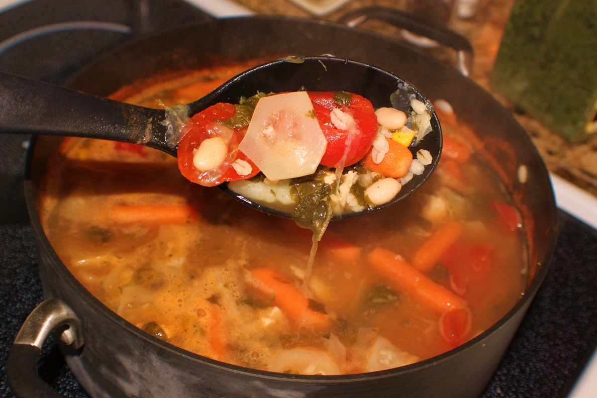 Loaded Vegetable Chicken Barley and Bean Soup Recipe What's Cookin