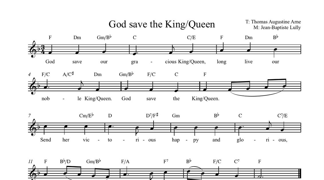 Gratis noter God save the King/Queen