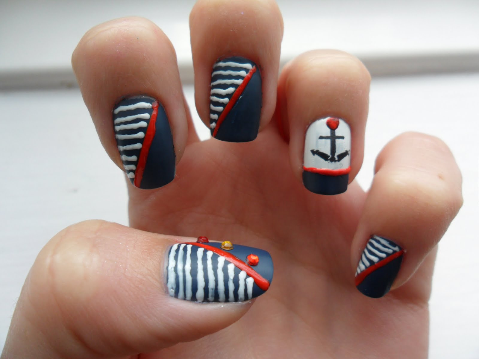 Nail Stories: Ahoy Captain !!!!! - Nautical themed nails