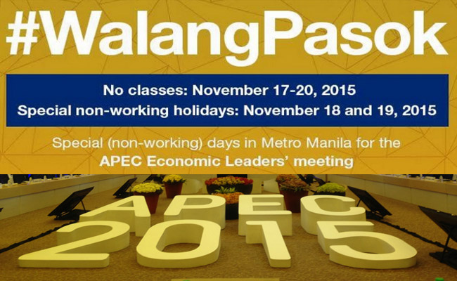 No Classes from November 17 to 20 to Give way for the APEC 2015 Conference