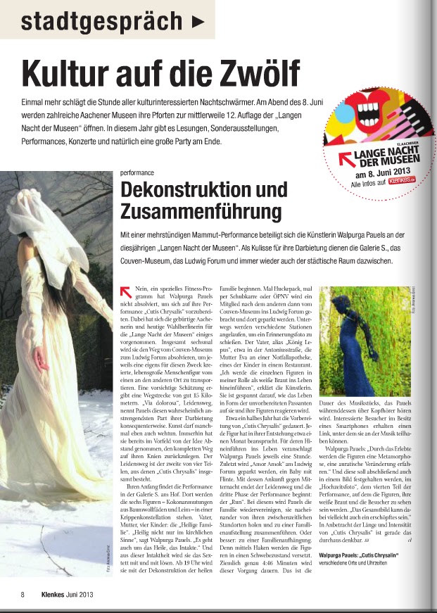 Action Art Cutis Chrysalis Lange Nacht Der Museen Aachen 08 06 2013