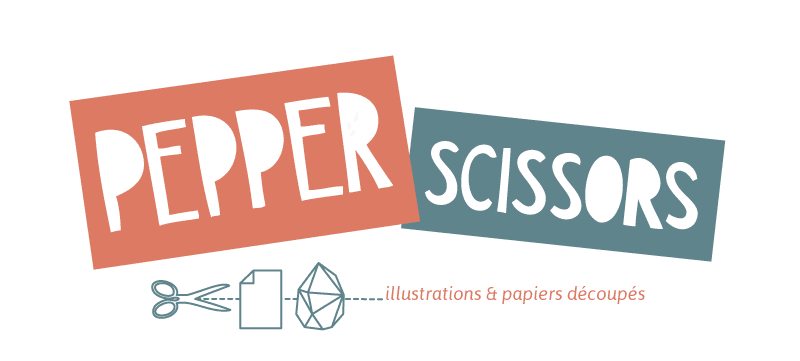 Pepper scissors, illustration et papiers découpés