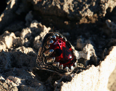 red skull dome ring by alex streeter