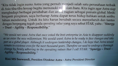 Kata-kata motivasi dari Rini MS Soewandi (Presiden Direktur Astra)