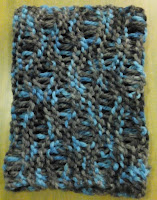 Cuello punto marejada Cuello lana color mezcla azul y gris con nueva técnica de tejer