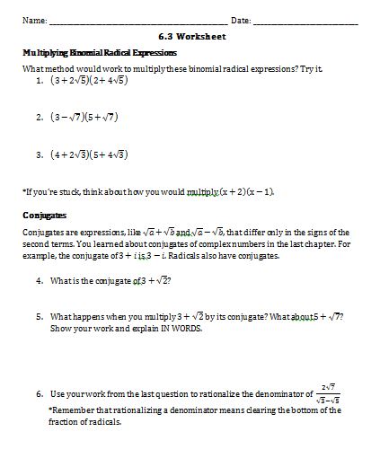 math jamboree: Radicals Worksheet