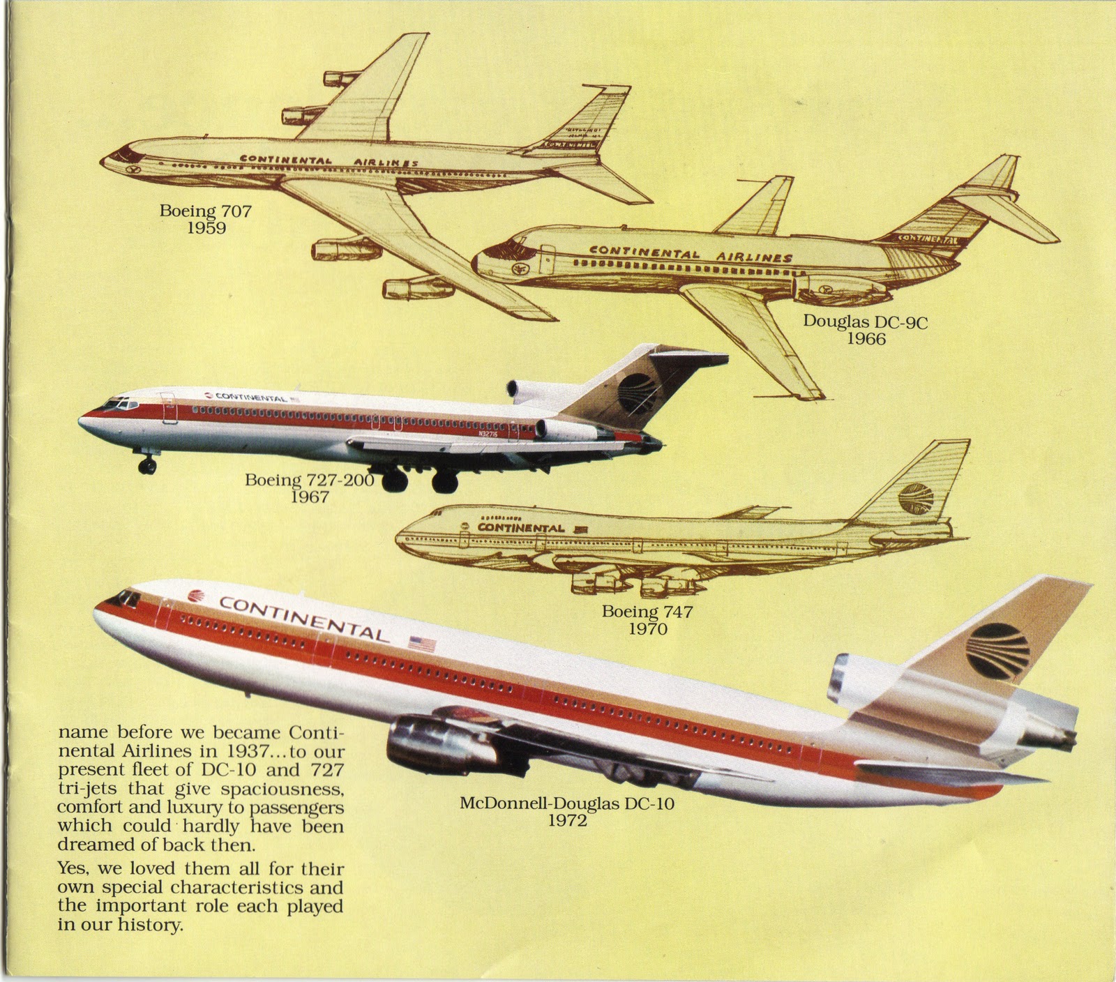Airlines Past & Present Continental Airlines Inflight Service Brochure