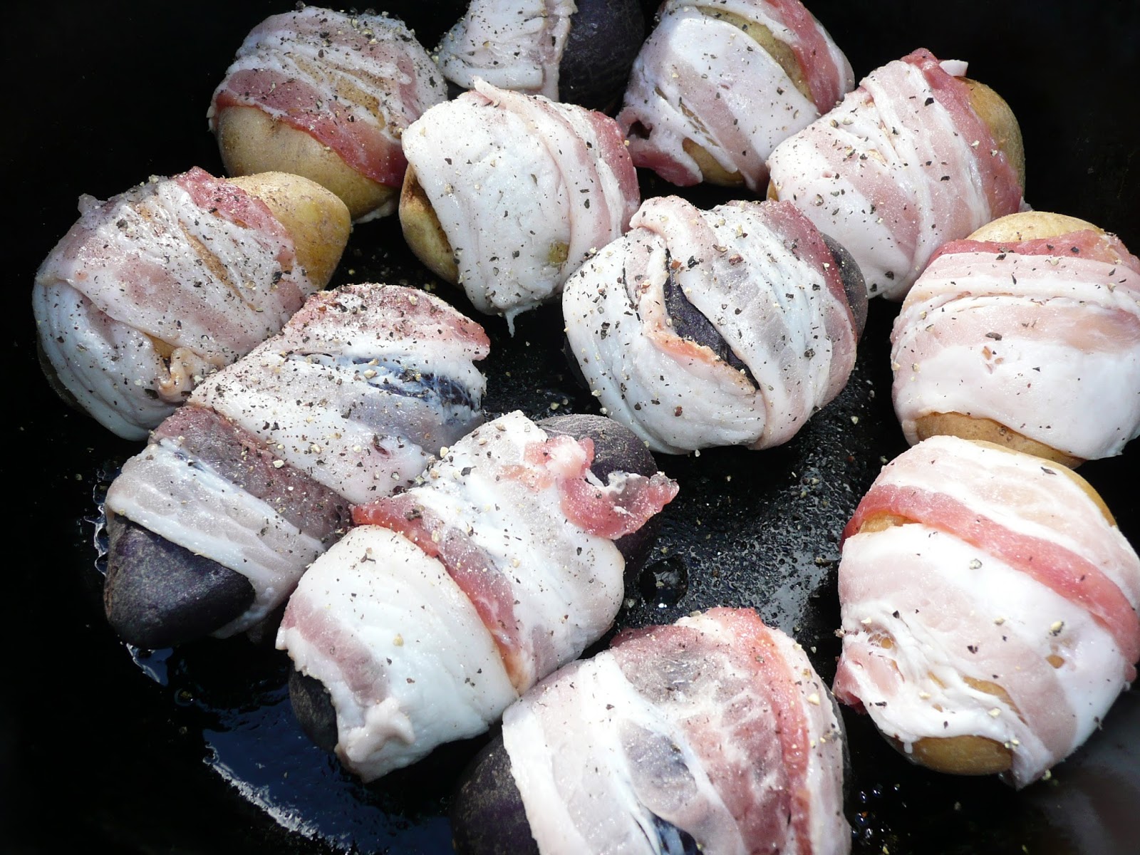 Everyday Dutch Oven Potatoes Wrapped in Bacon