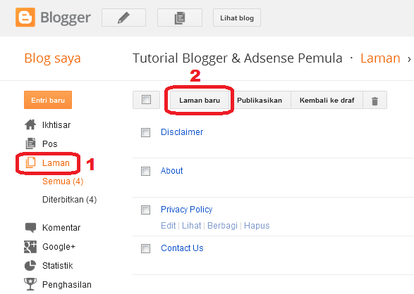 cara membuat halaman disclaimer blog untuk google adsense