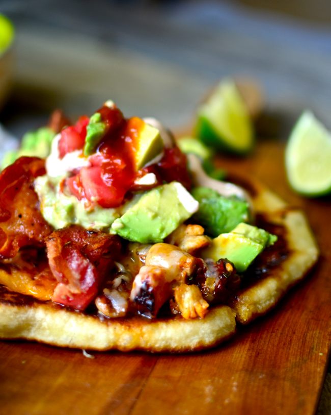 Yammie's Noshery Chipotle Lime Chicken Bacon Flatbread Tacos
