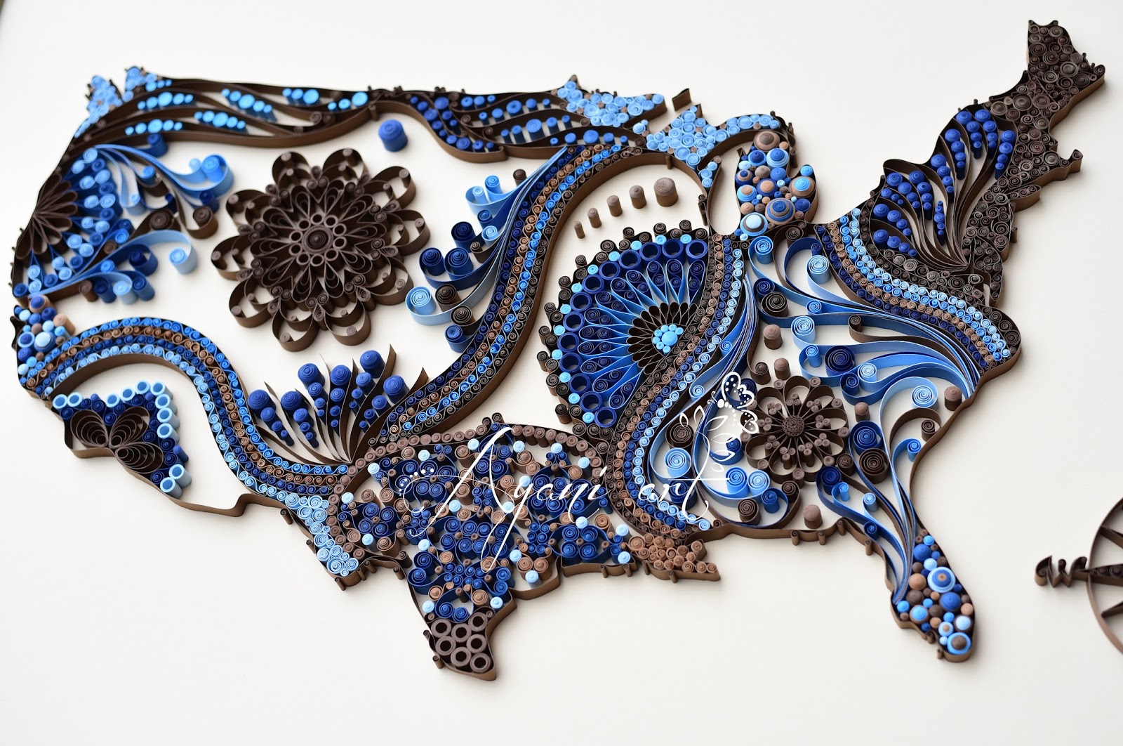 Ayani art Vintage Quilling USA Map