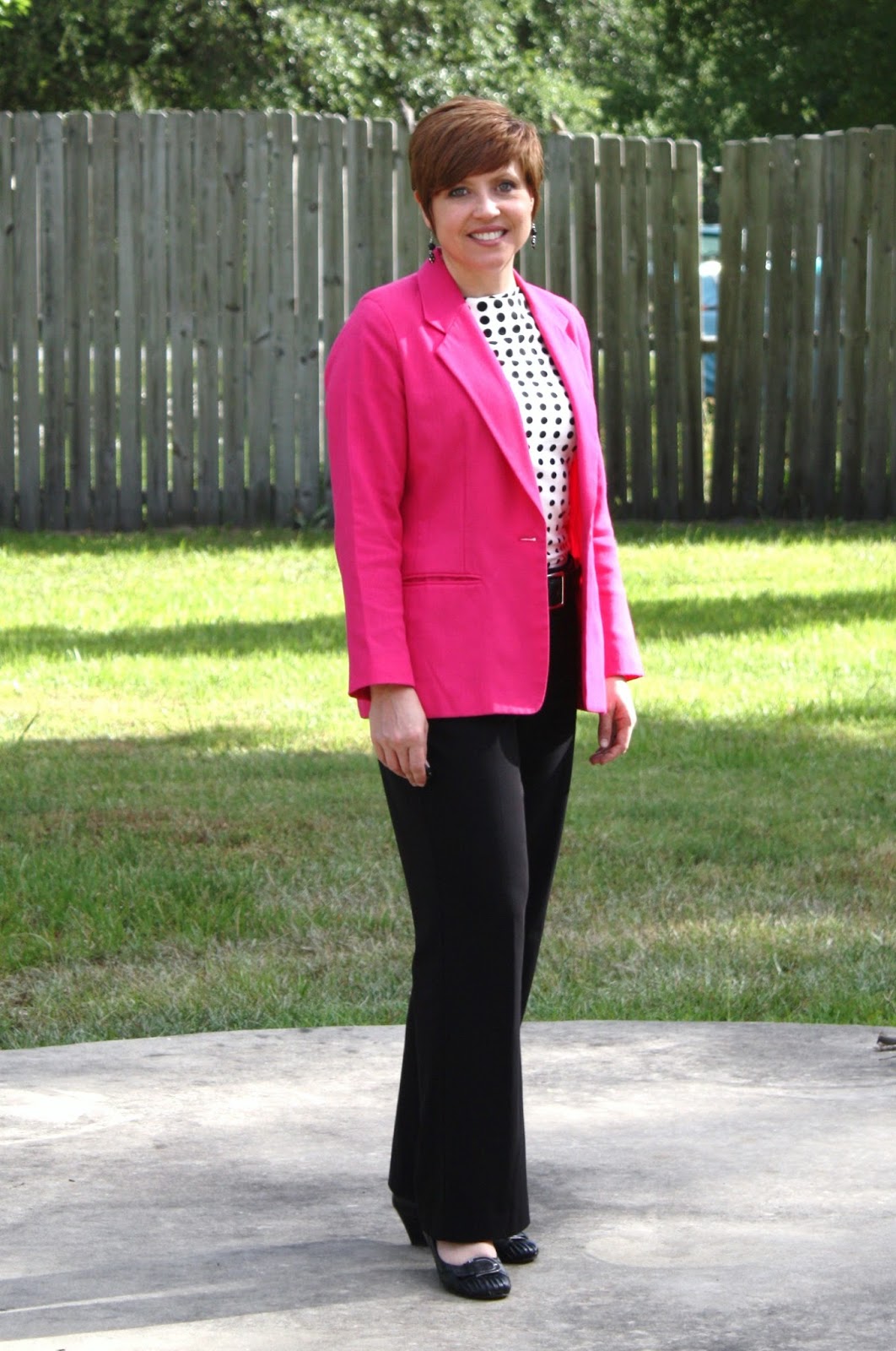 hot pink blazer outfit