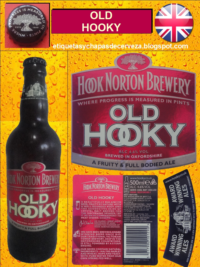 ETIQUETAS Y CHAPAS DE CERVEZA OLD HOOKY