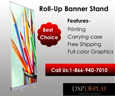 Retractable roll up banner stand