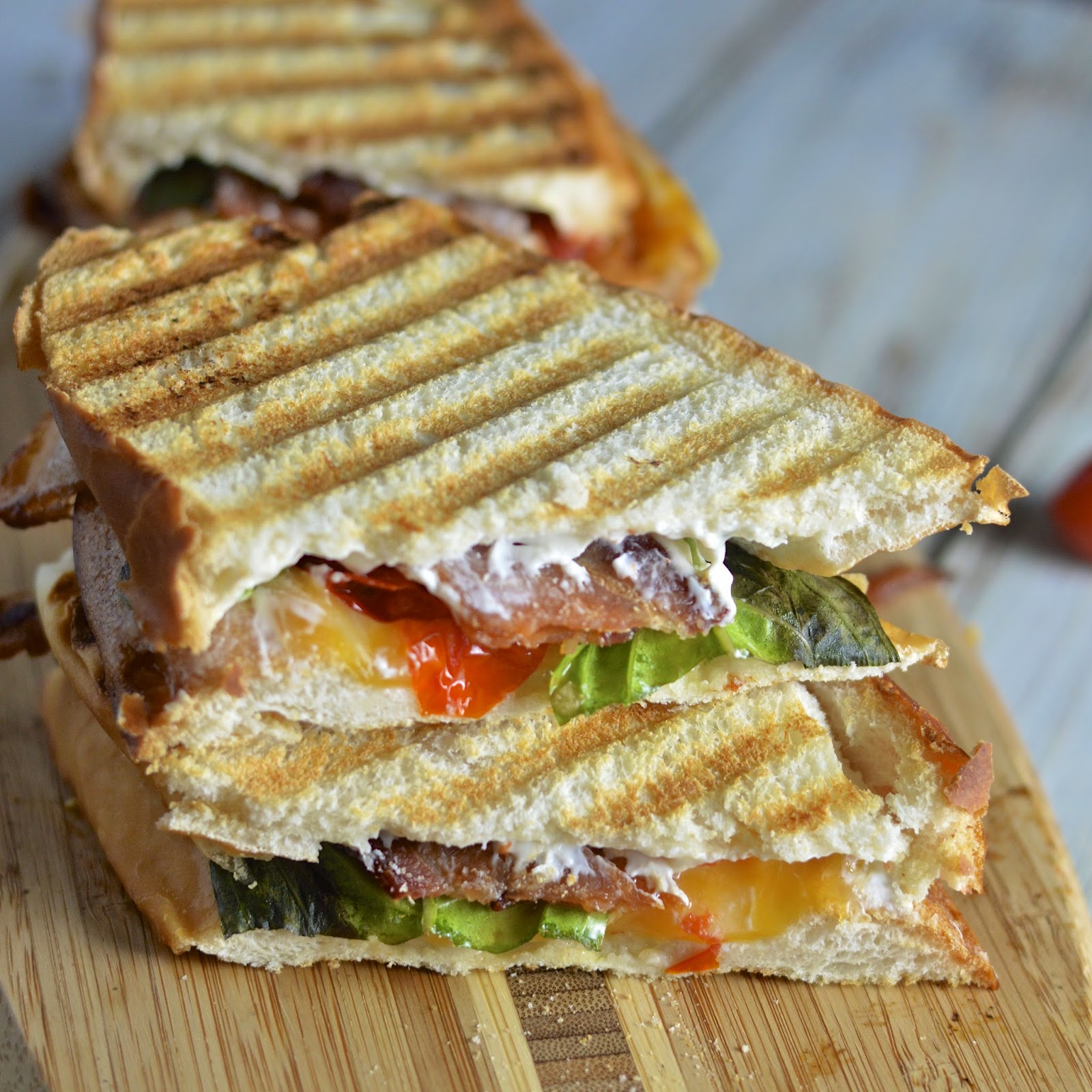 Creamy Roasted Tomato Basil Grilled Cheese with Bacon Virtually