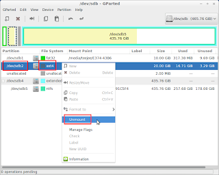 Unmmount the partition