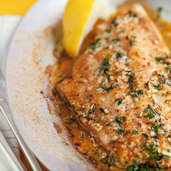 Gina's Italian Kitchen Broiled Catfish With Fresh Thyme, Garlic, And Lemon