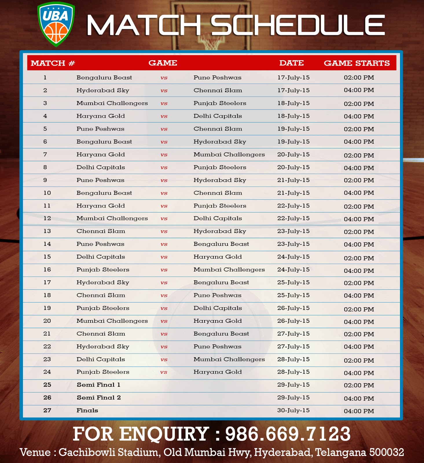 basketball league schedule template