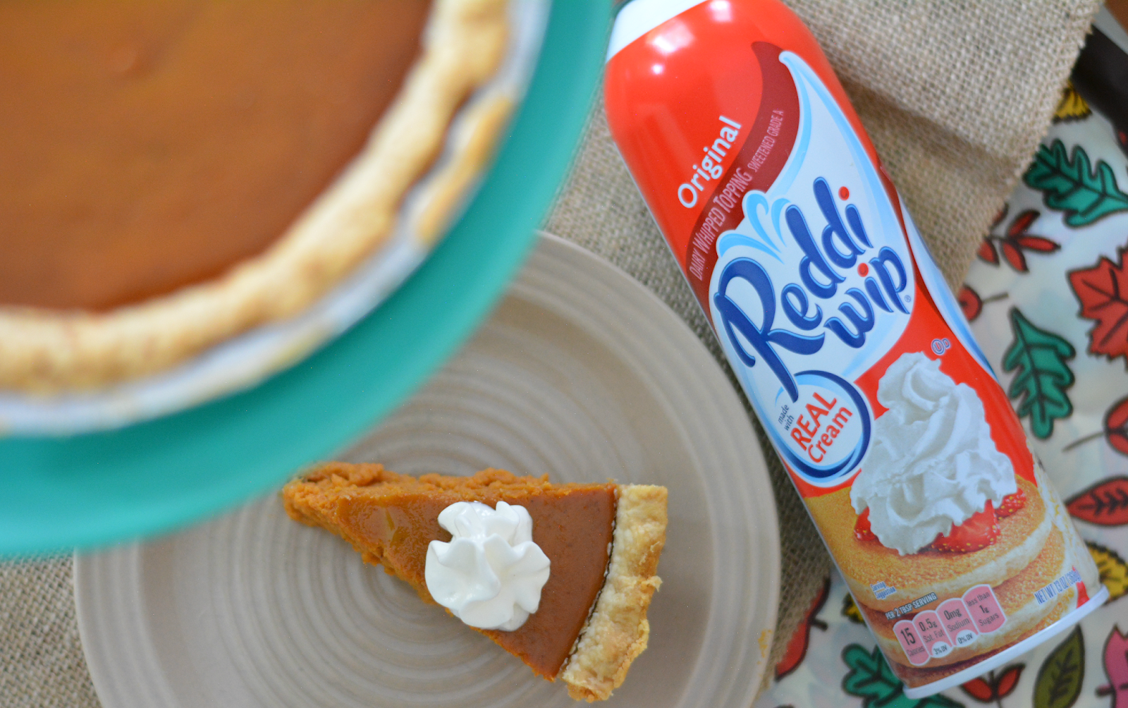 reddi wip topping a mare callender's frozen pumpkin pie