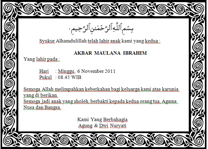 Bheen 7 Contoh Kartu Nama Bayi