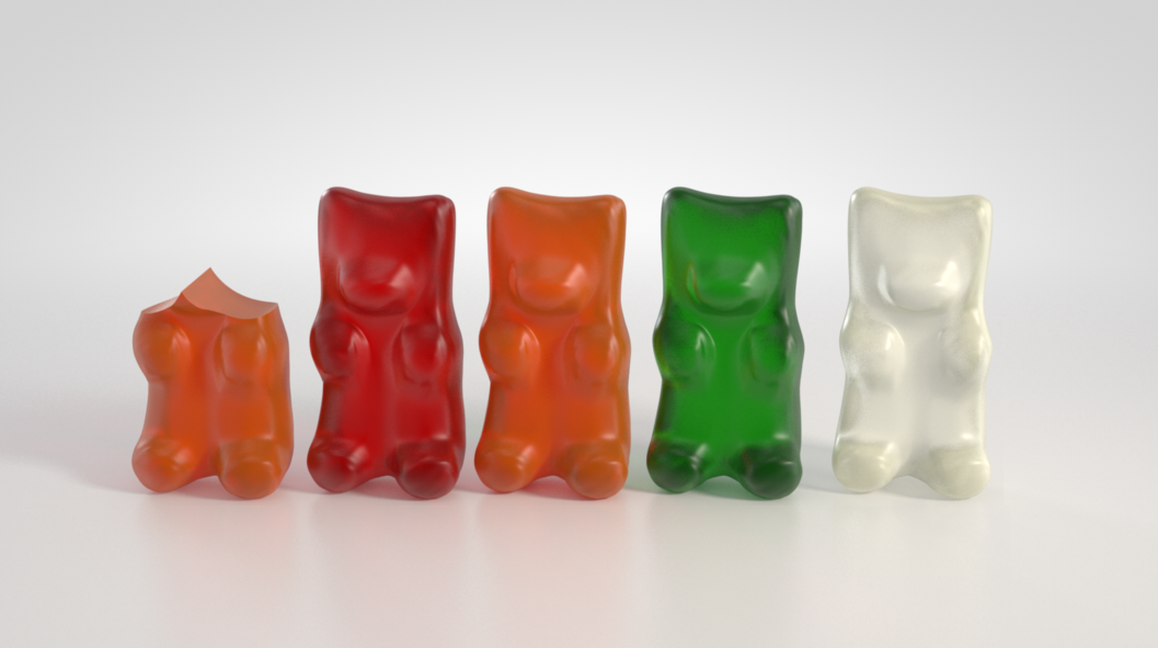 4 Free Gummi Bear materials + Gummi Bear Model C4D Vray Source