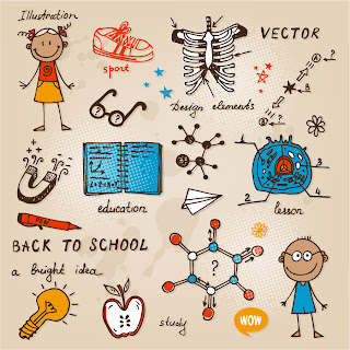 手書きの学校に関する落書き・イラストhand drawn school doodles and illustrations イラスト素材2