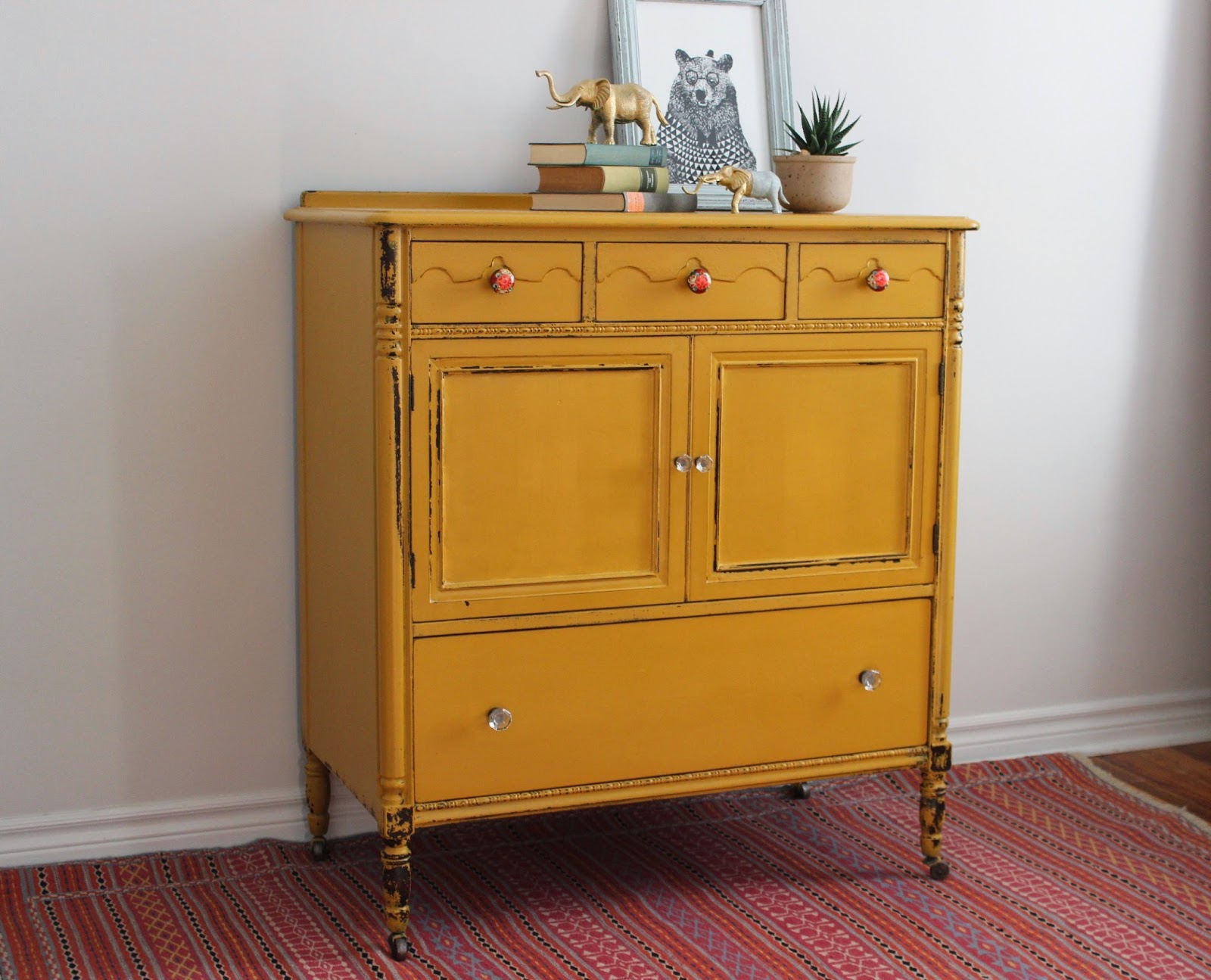 Poppyseed Creative Living Yellow Tallboy Dresser