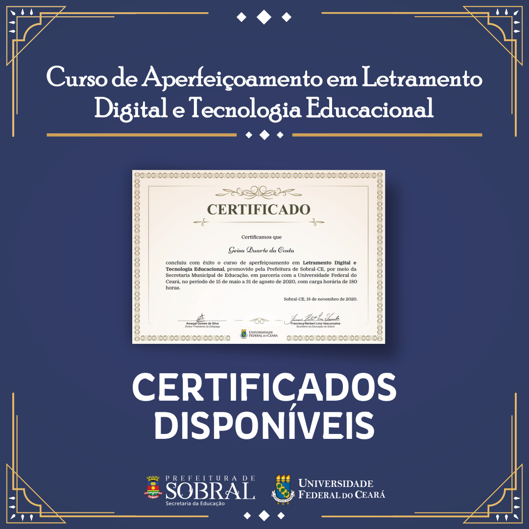 Certificado curso Letramento Digital