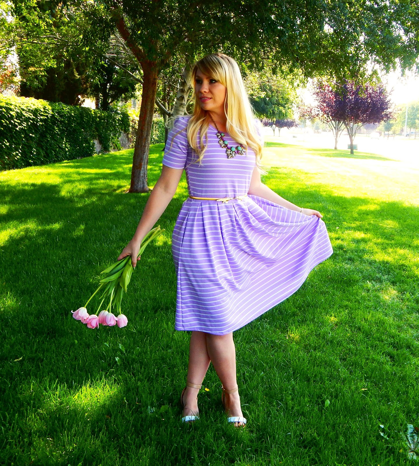 Lilac Lularoe Amelia Dress - Lizzie in Lace