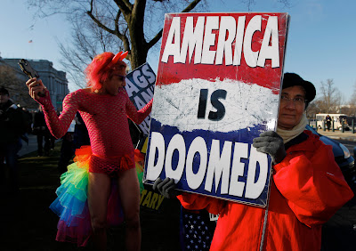 Pro- and anti-marriage equality protesters outside the Supreme Court