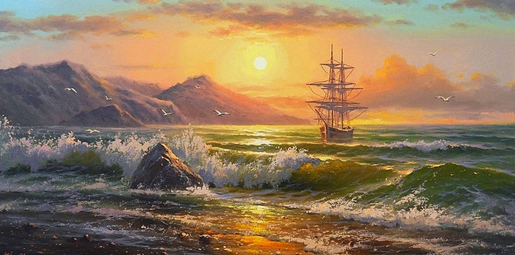 pinturas-del-mar-con-barcos-de-vela paisajes-marinos-con-barcos-de-vela