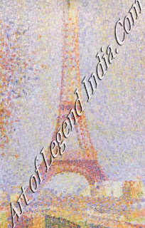 “The Eiffel Tower” Seurat painted the Eiffel Tower a year before it was opened to the public, when it was highly unfashionable to like it. At that time, the tower was covered in enamel paint in various colours, so that Seurat's colourful technique was strangely suited to it. “The Eiffel Tower” Seurat painted the Eiffel Tower a year before it was opened to the public, when it was highly unfashionable to like it. At that time, the tower was covered in enamel paint in various colours, so that Seurat's colourful technique was strangely suited to it.