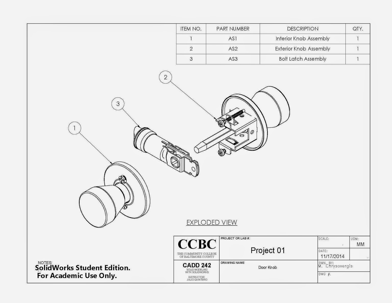 CHRYSOVISION DESIGNS Door Knob Assembly