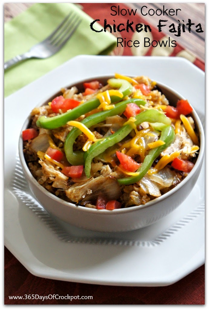 365 Days of Slow Cooking Slow Cooker Chicken Fajita Rice Bowls