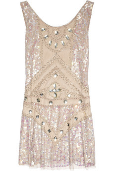 Embellished tulle mini dress