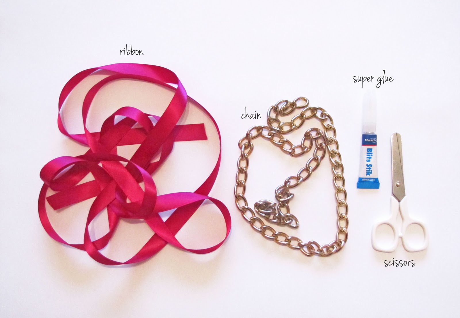 Confetti DIY Bright Ribbon + Chain Necklace